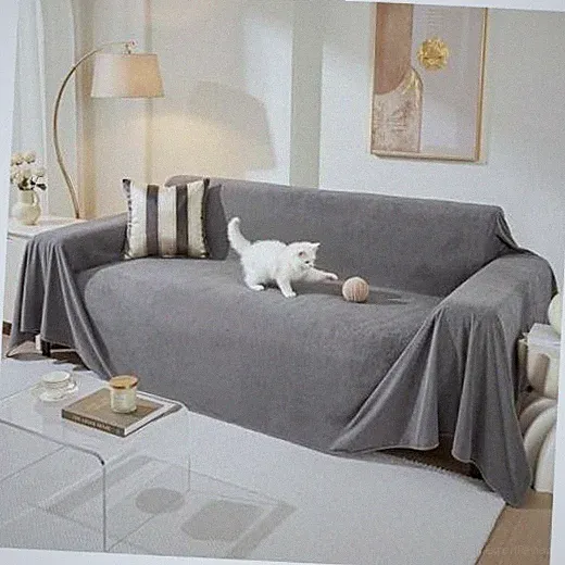 Couch Cover for 3 Cushion Couch Cat Scratch Proof Sofa Covers 91" x 134" Grey