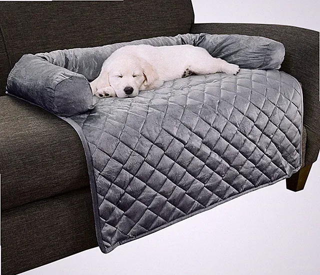 Couch Cover for Dogs 35x35 Pet Furniture Protector Memory Foam Grey Neck Bolster