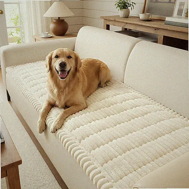 Couch Cover for Dogs, Non-Slip Fuzzy Loveseat Protector for Seat & Backrest,...