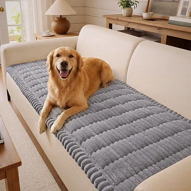 Couch Cover for Dogs, Non-Slip Fuzzy Loveseat Protector for Seat & Backrest,...