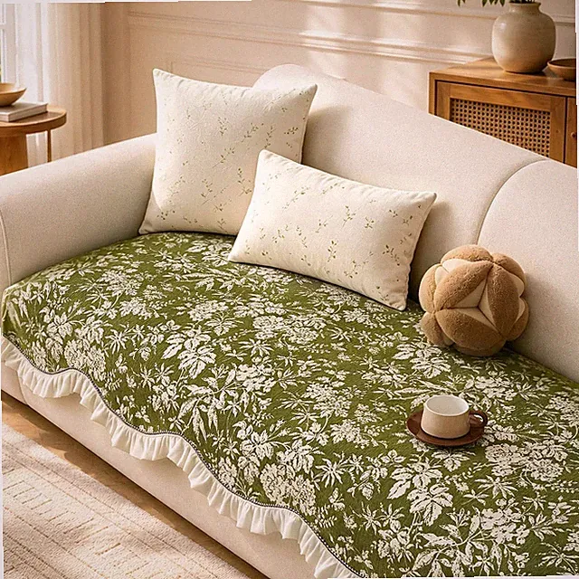 Couch Cover for Dogs, Non Slip Washable Sofa Protector for Pets, Floral Ruffled