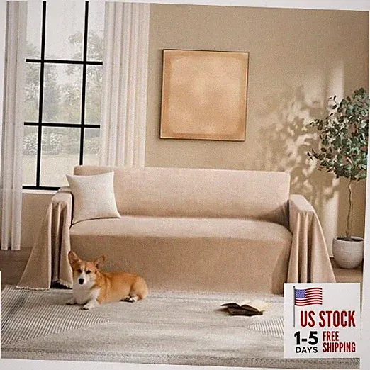Couch Cover for Dogs Sectional Sofa Covers Washable for 2 71" x 118" Sand