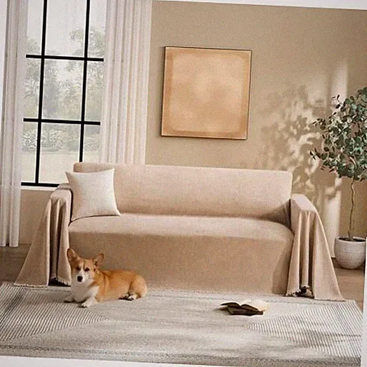 Couch Cover for Dogs Sectional Sofa Covers Washable for 2 91" x 134" Sand