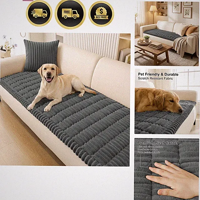 Couch Cover for Dogs Washable, Non Slip Fuzzy Pet Couch Covers for 3 Cushion...