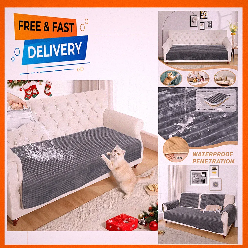 Couch Cover for Dogs Waterproof Flannel Sectional Sofa Protector Pet Friendly
