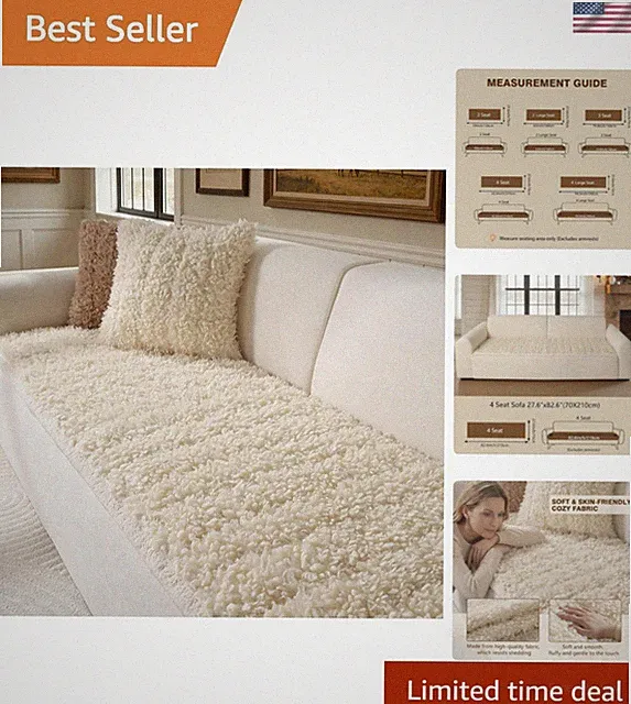 Couch Cover for Pets, Washable Non-Slip Sofa Cover Pet Friendly, Soft Fuzzy T...