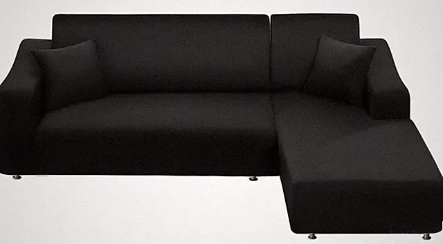 Couch Cover L Shape 2 Pieces Sofa Cover Soft Stretch Slipcovers with 2pcs Pil...