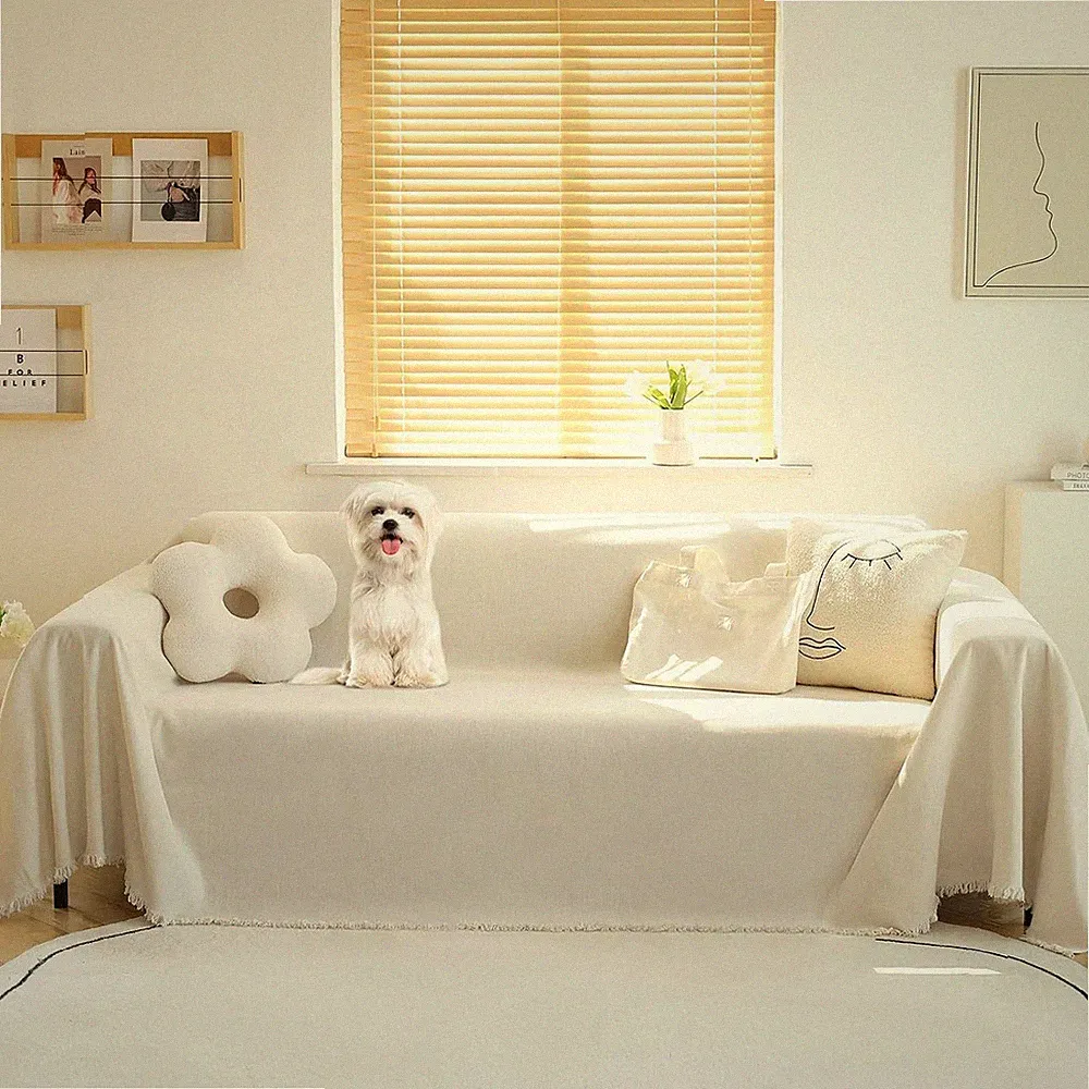 Couch Cover Sectional Sofa Covers Washable Chenille Couch Covers for 2 Cushio...
