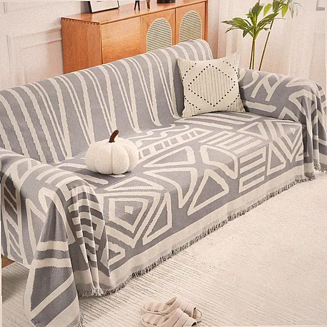 Couch Cover Sofa Cover for 3 Cushion Oversized Slipover, Boho Washable Sectio...