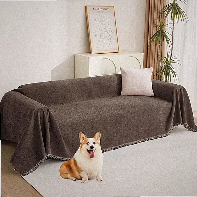 Couch Covers for 3 Cushion Couch Sofa, Sectional Couch Cover L Shape Chenille Co