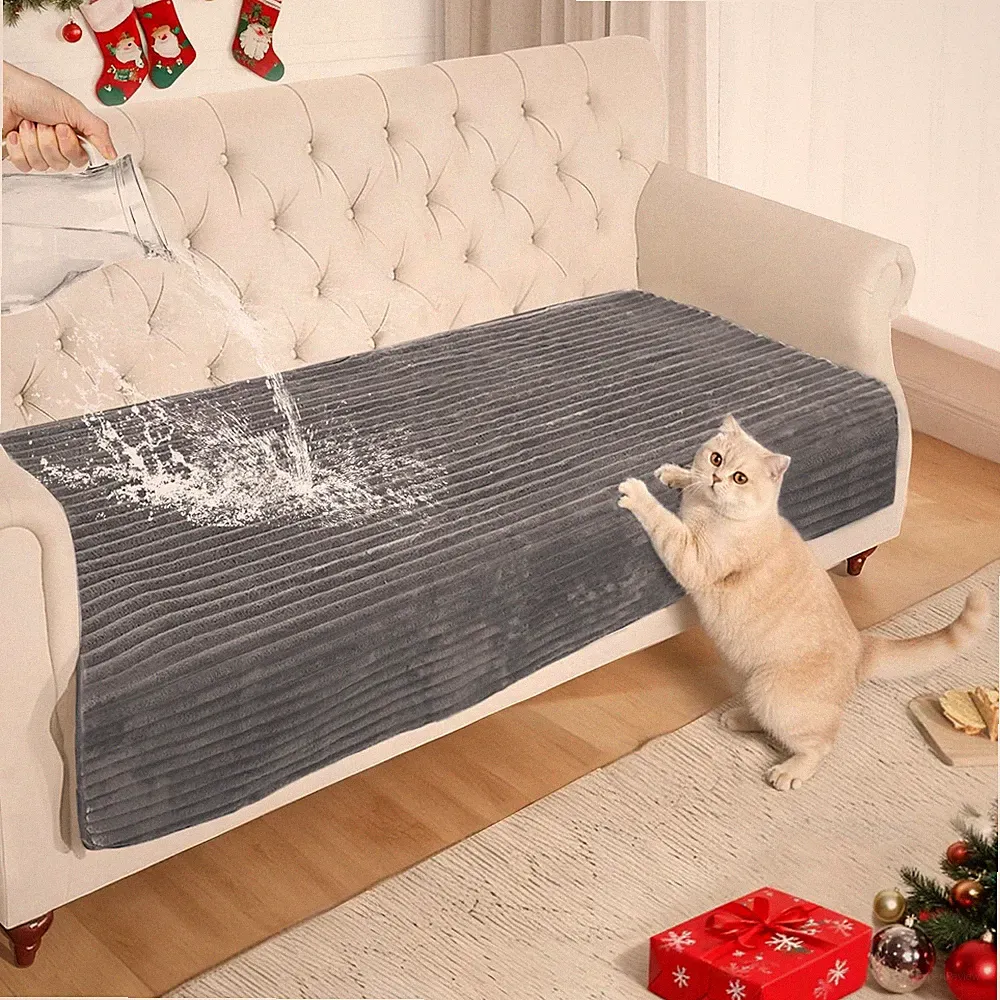 Couch Covers for Dogs Waterproof Flannel Striped Sofa Cover Pet Friendly