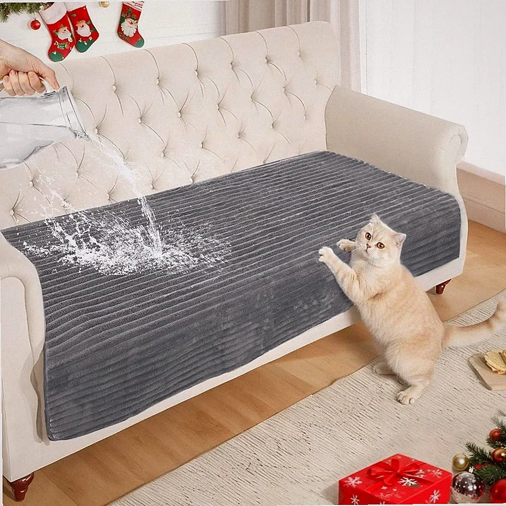 Couch Covers for Dogs Waterproof Flannel Striped Sofa Pet Friendly Washable Mat