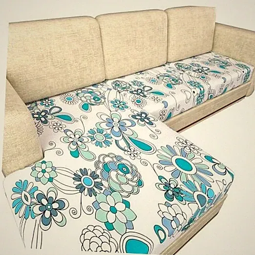 Couch Covers for Sectional L Shaped Sofa 2 Seat+1 Chaise Sky Blue+white Leaves