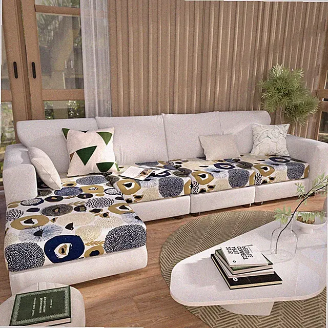 Couch Covers for Sectional L Shaped Sofa Cover with 3 Seat Cushion Cover-Prin...