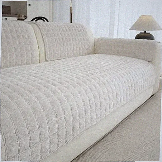 Couch Covers for Sectional Sofa, Sectional Couch Covers 1PC/35"×63" Beige White