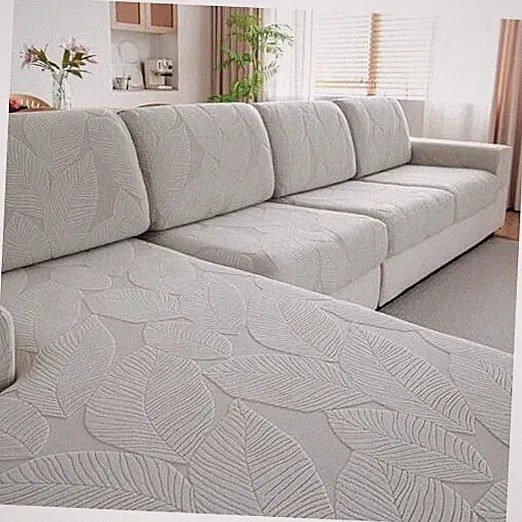 Couch Covers for Sectional Sofa, Washable 2 Seat Covers S + 1 Chaise Light Gray