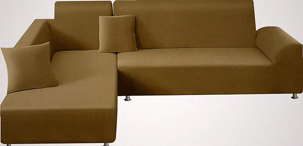 COUCH COVERS L SHAPED SOFA COVERS SOFT STRETCH GOLDEN BROWN 2PC SECTIONAL