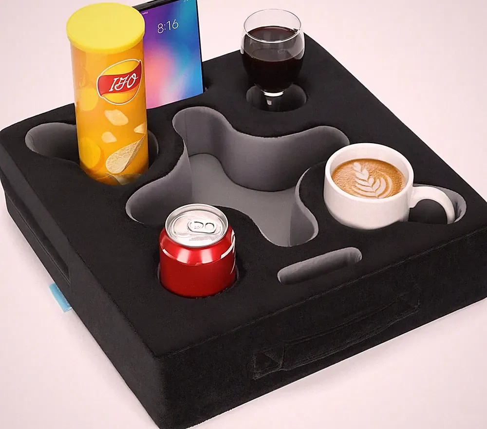 Couch Cup Holder Pillow-Sofa Cup Holder Tray Caddy Cupholder for Bed, Rv, Tv, Ca