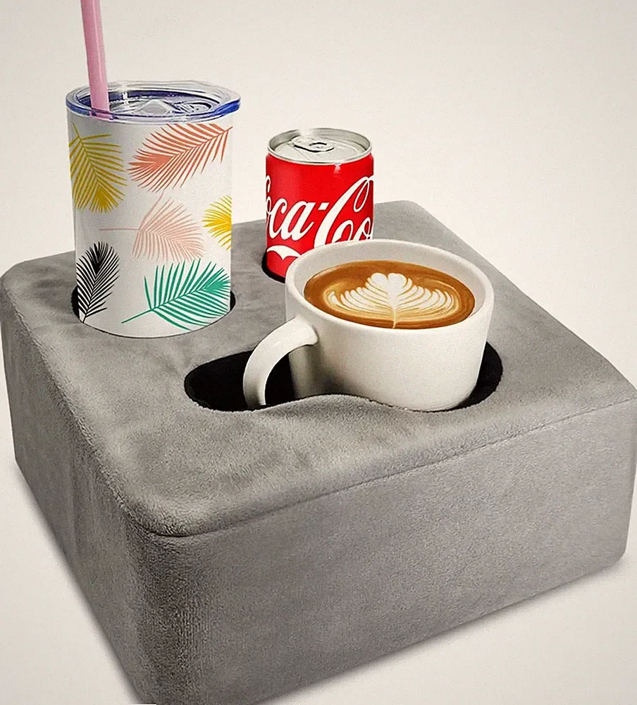 Couch Cup Holder Pillow Tray & Caddy - for Sofa, Bed, Car, Man Cave | Keep Drink
