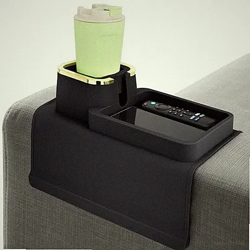 Couch Cup Holder Tray & Coffee Cup - Silicone Sofa Cup Holder Couch Arm Rest...