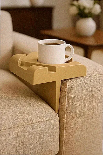 Couch Cup & Remote Holder Organizer Sofa Armrest Drink Tray 3D Printed