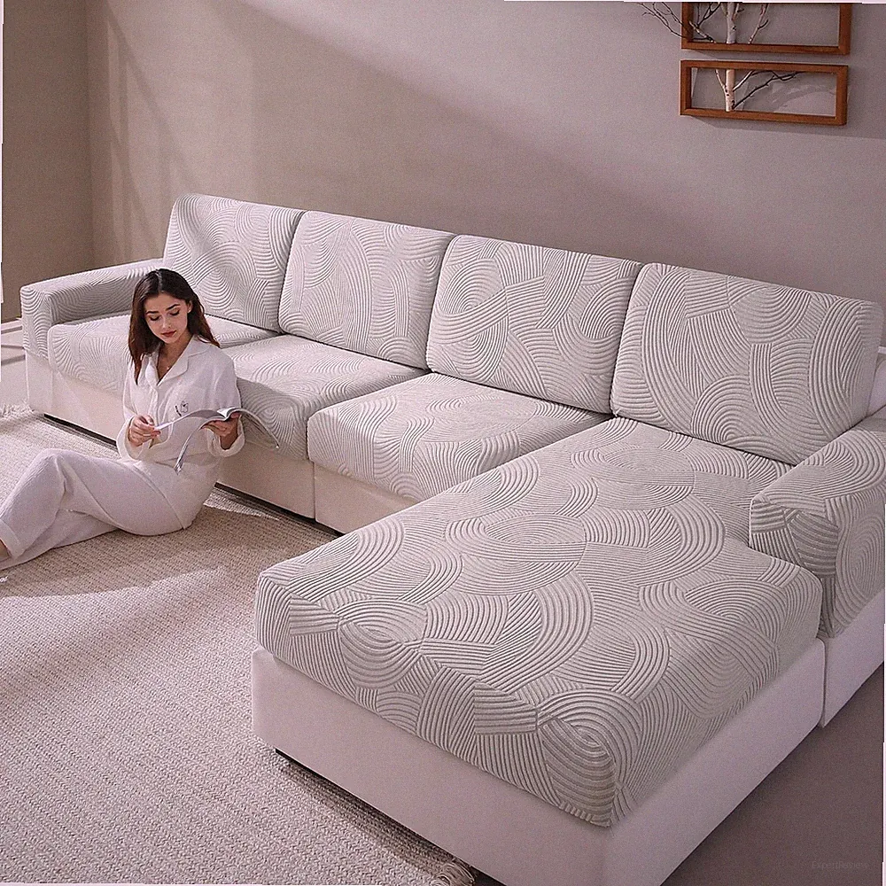 Couch Cushion Cover for L Shape Sofa Stretchable 1PC Back Couch cover light grey