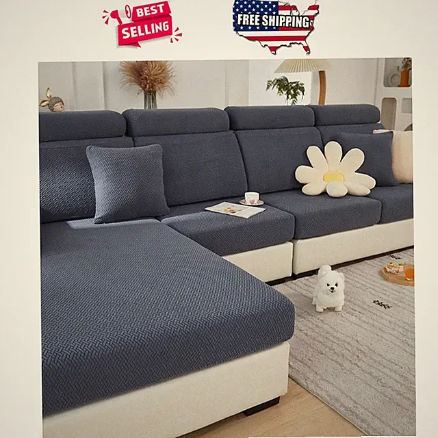 Couch Cushion Cover M Size for Sectional Sofa Pet Friendly Stretch Washable Gray