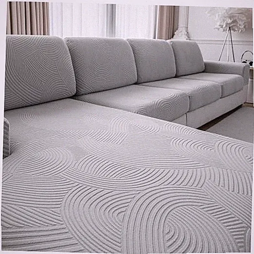 Couch Cushion Covers for Sectional and L 2 Seat Covers S + 1 Chaise Light Gray