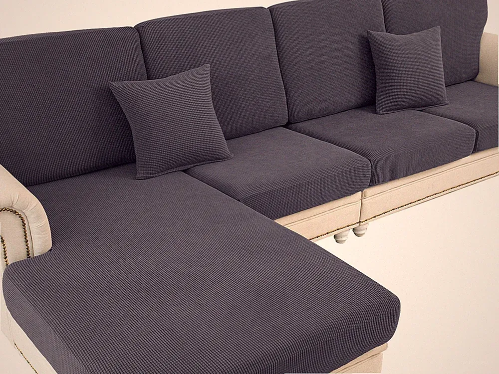 Couch Cushion Covers for Sectional Sofa L Shape Washable Separate Seat Chaise...