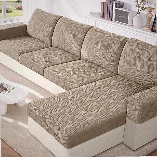 Couch Cushion Covers for Sectional Sofa, Stretch Jacquard Couch Seat Cushion...
