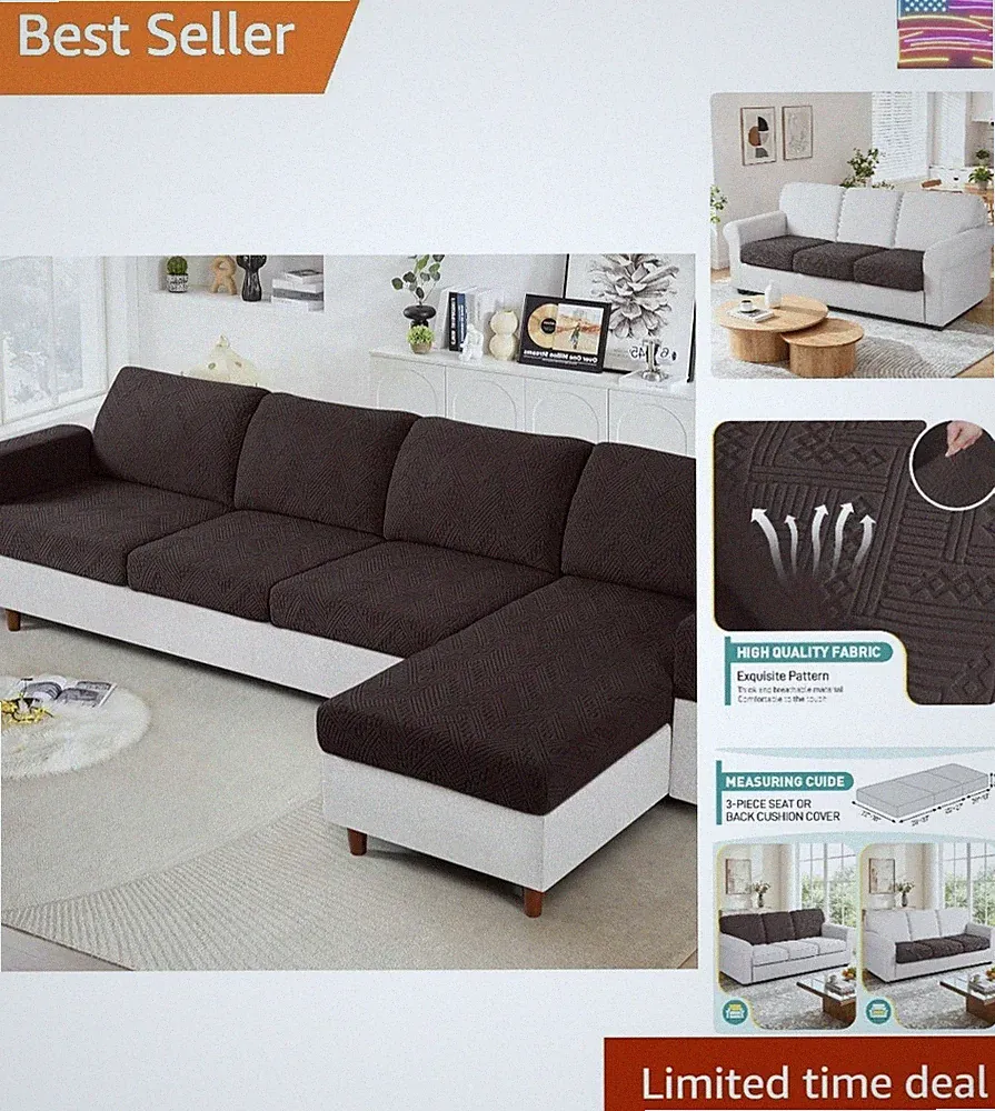 Couch Cushion Covers for Sectional Sofa Stretch Seat Cushion Covers Washable...