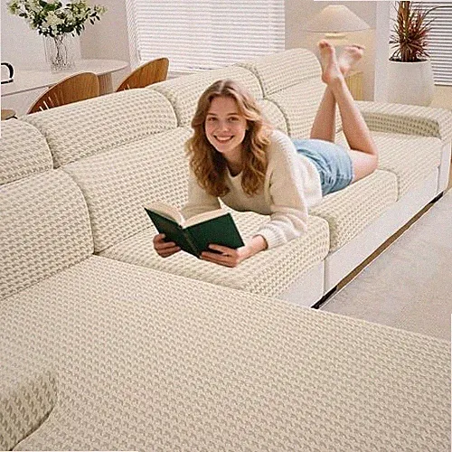 Couch Cushion Covers for Sectional Sofa, Stretch Sofa 1 PC Back Cover Beige