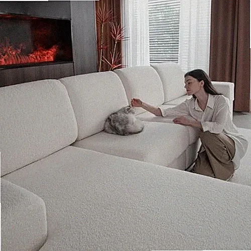 Couch Cushion Covers for Sectional Sofa, Stretch Soft 1 Seat Cover S Ivory