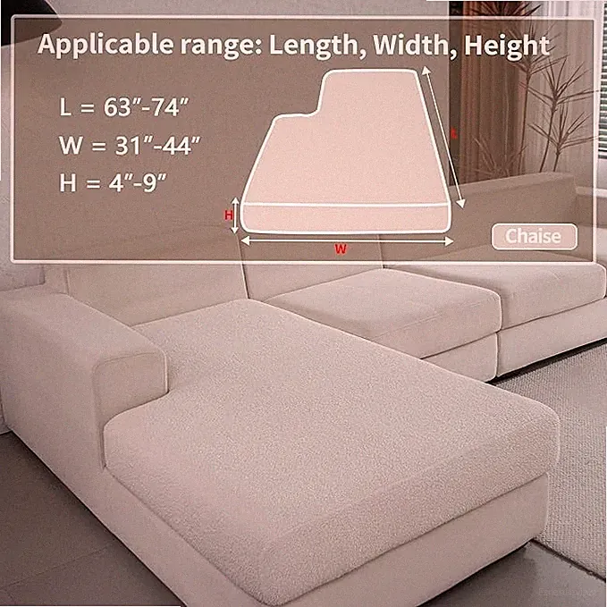 Couch Cushion Covers for Sectional Sofa, Stretch Soft Slipcovers chase Ivory 1pc