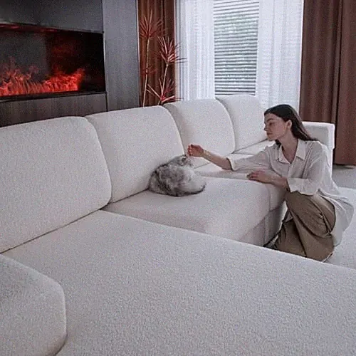 Couch Cushion Covers for Sectional Sofa, Stretch Soft Sofa 1 Back Cover Ivory