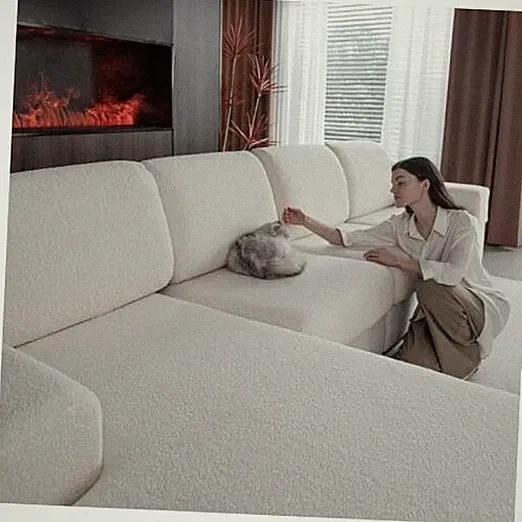 Couch Cushion Covers for Sectional Sofa, Stretch Soft Sofa Back Cover Ivory