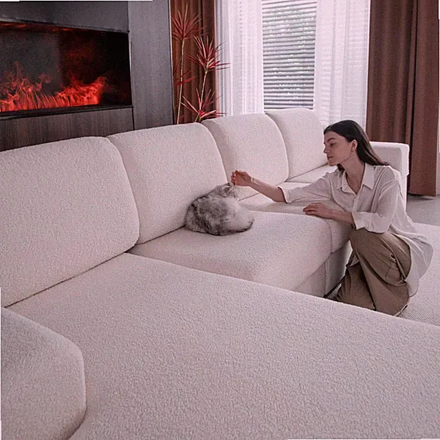 Couch Cushion Covers for Sectional Sofa, Stretch Soft Sofa Slipcovers Washabl...