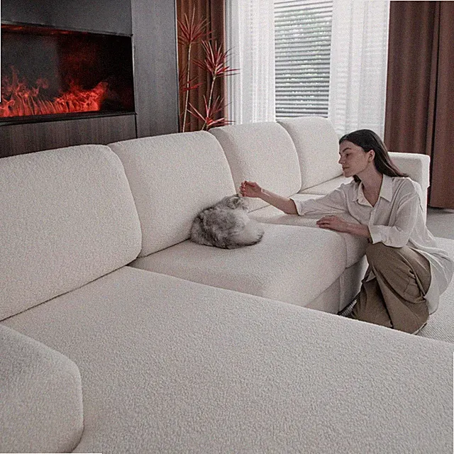Couch Cushion Covers for Sectional Sofa, Stretch Soft Sofa Slipcovers Washabl...