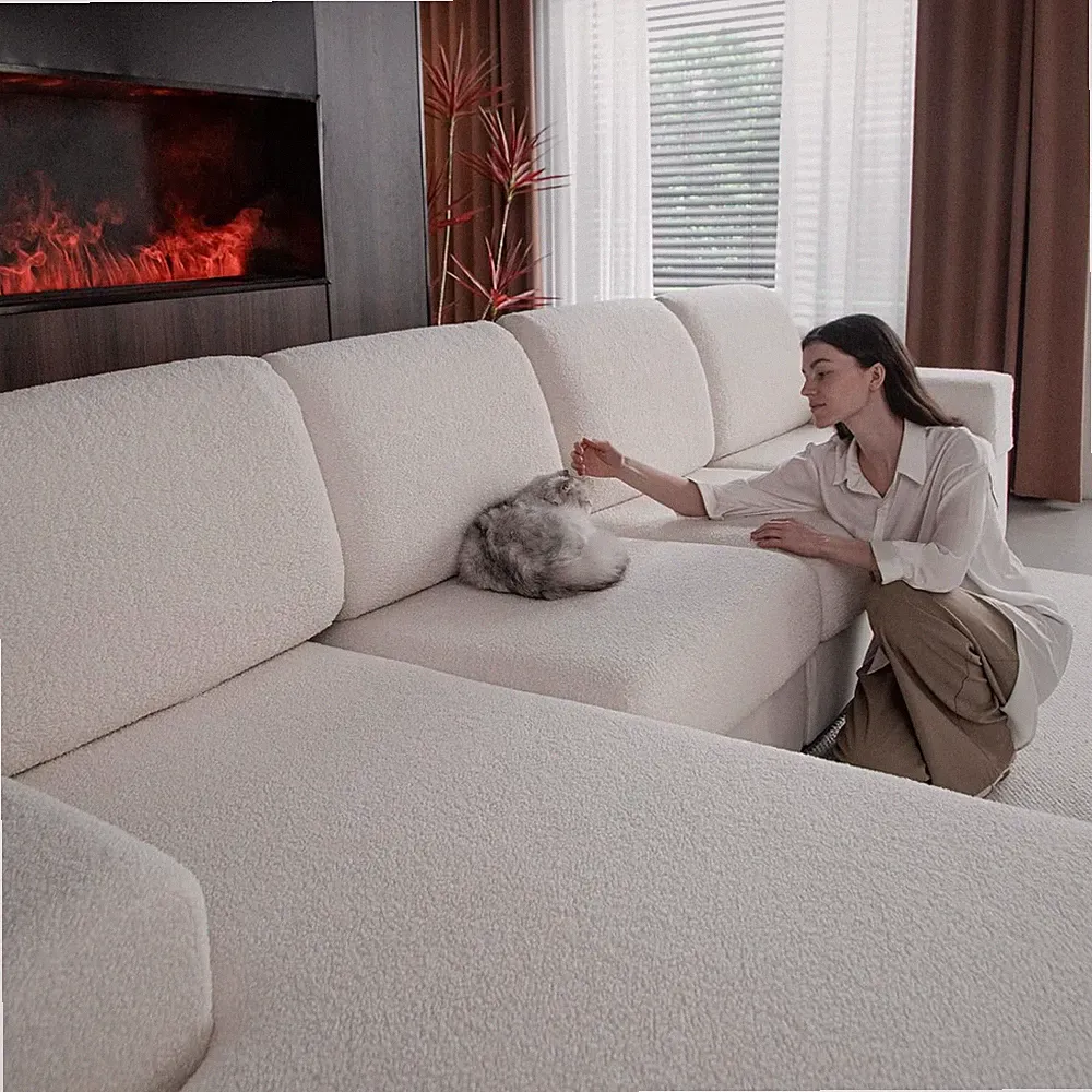 Couch Cushion Covers for Sectional Sofa, Stretch Soft Sofa Slipcovers Washable