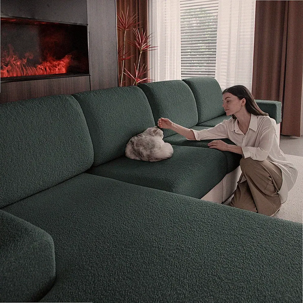 Couch Cushion Covers for Sectional Sofa, Stretch Soft Sofa Slipcovers Washable W