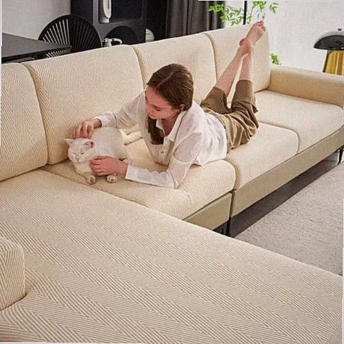 Couch Cushion Covers for Sectional Sofa, Wear 3 Seat Covers S+ 1 Chaise Beige
