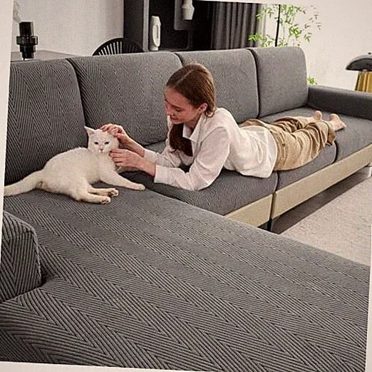 Couch Cushion Covers for Sectional Sofa, Wear Resistant 1 Back Cover Dark Gray