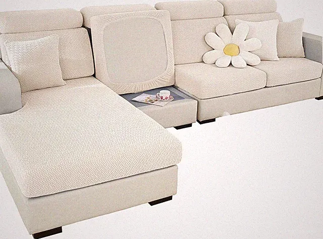 Couch Cushion Covers Sectional Sofa L Shape Slipcover Elastic Couch with Chaise