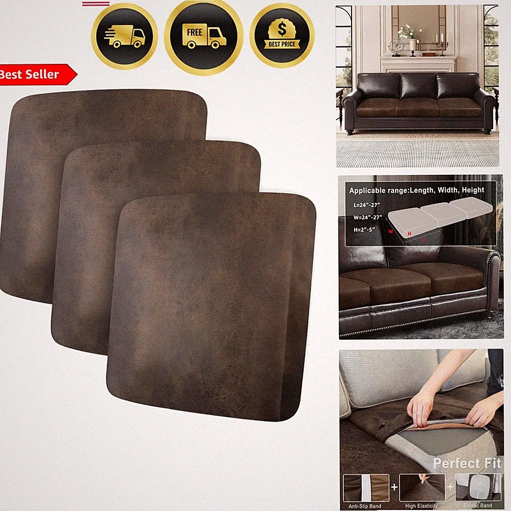 Couch Cushion Covers Sofa Slipcovers for Sectional Loveseat Pets Kids Brown