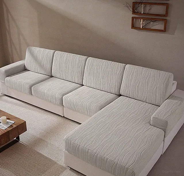Couch Cushion Covers, Washable Stretch Stripe Sofa Covers for 1 Cushion Couch L