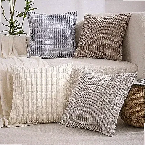 Couch Decorative Throw Pillow Covers 18x18 Set 18" x 18" (Pack of 4) Neutral
