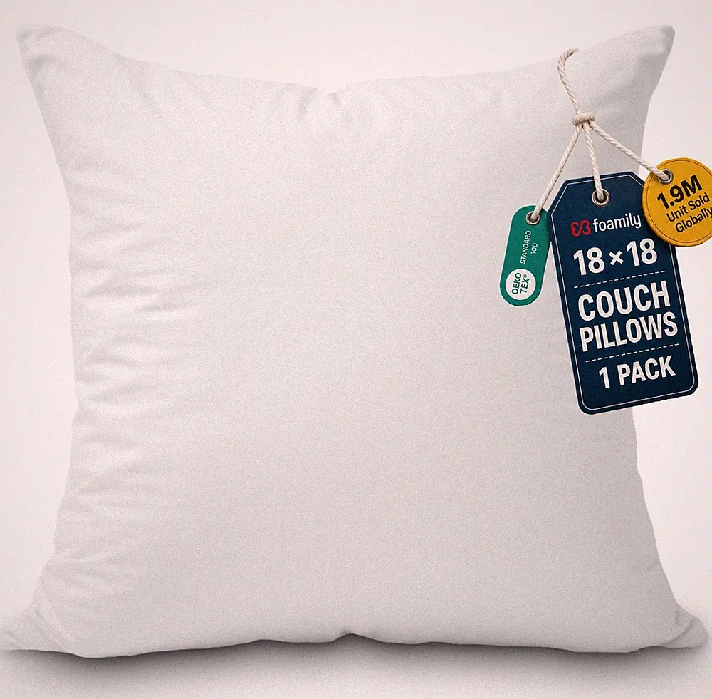 Couch Pillows Inserts 18x18 Premium Decorative Pillows for Couch, Bed & Livin...
