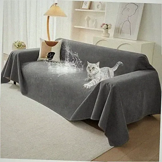 Couch Protector from Cat Claws, Waterproof Couch Cover 71" x 118" Dark Grey