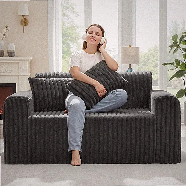 Couch Sofa 2-Seater Foam Sofa Loveseat for Small Spaces Comfy Sofas with Removab