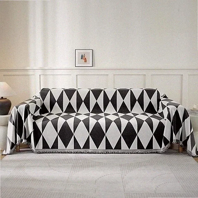 Couch Sofa Cover Chenille 71x118 Pets Black White Southwest Indian B0F1XQBJ9R